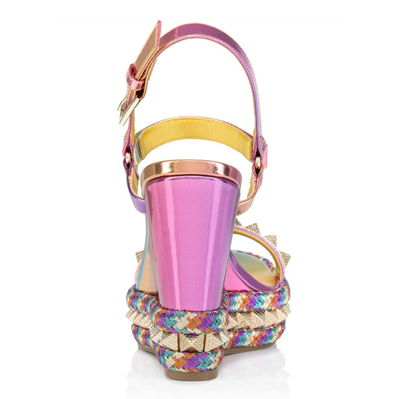 Christian Louboutin Pyraclou 110 Boreal Gold Multi Platform Wedge Sandal Heel 36 - Picture 12 of 15